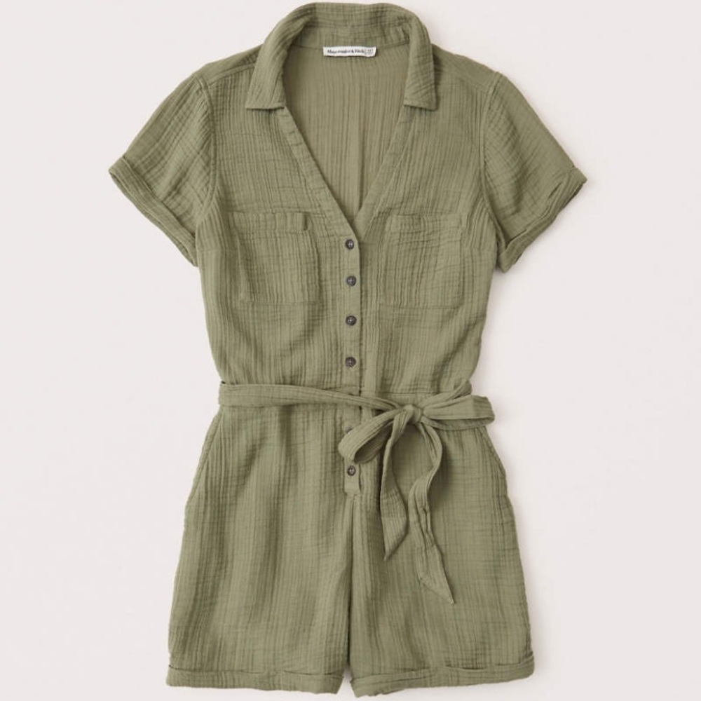 Abercrombie Utility Romper- Olive Green